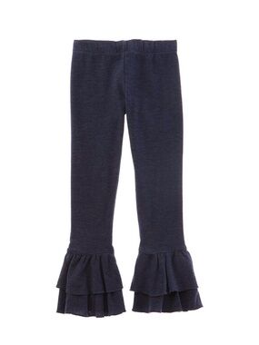 NWT Chaser Big Girls Cha Cha Leggings In Avalon Blue With Tiered Ruffle Cuffs 12